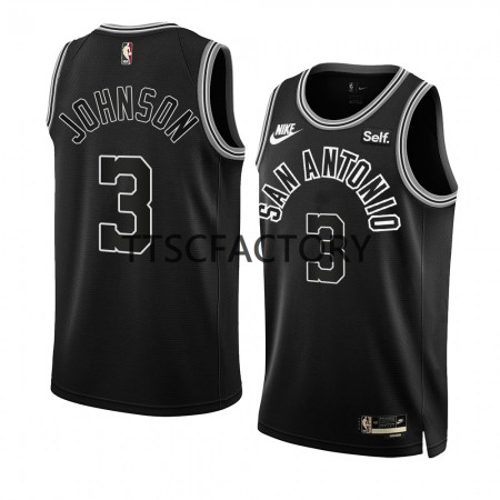 San Antonio Spurs Keldon Johnson 3 Nike 2022-23 Classic Edition Musta Miesten Pelipaidat Swingman
